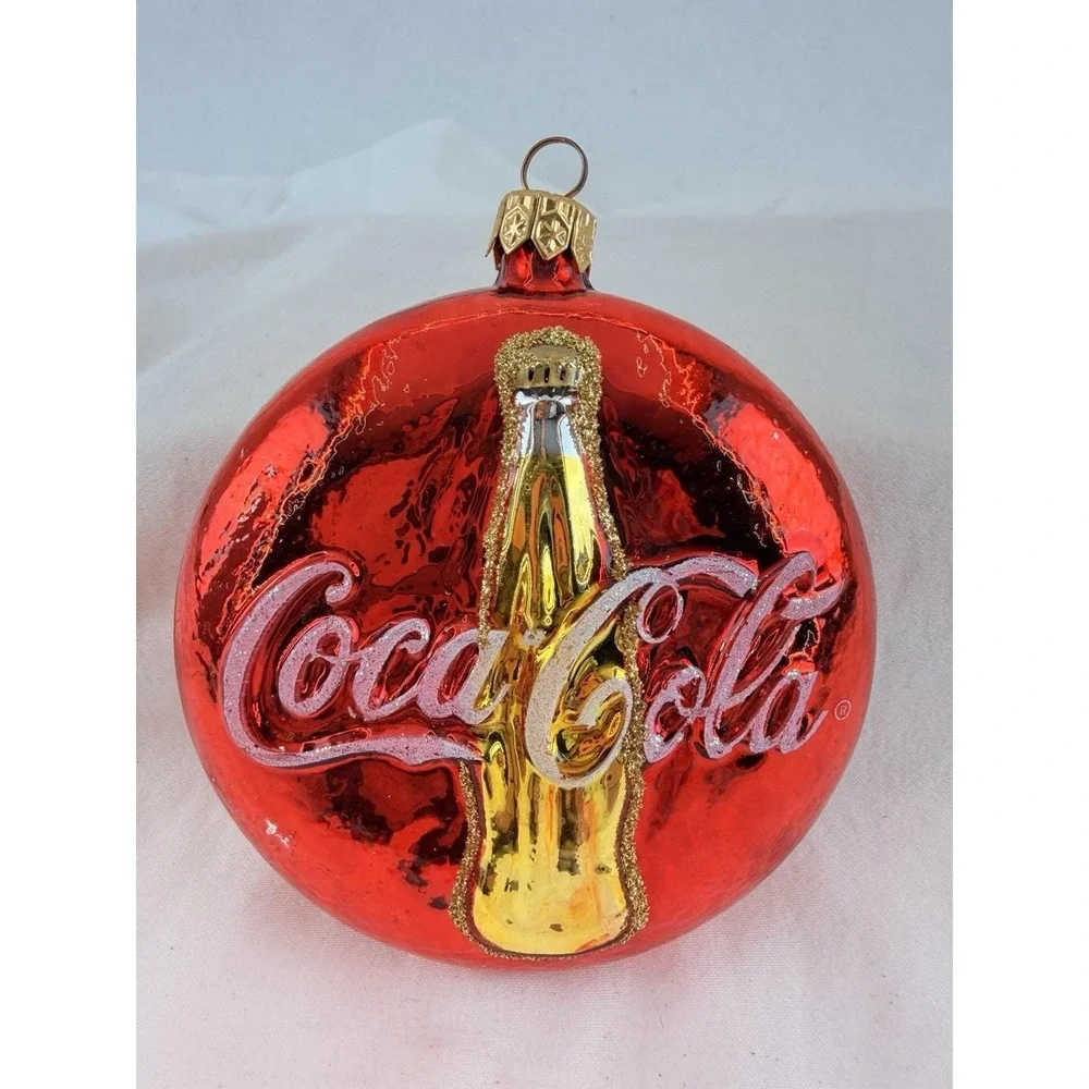 Polonaise Coca Cola Coke Bottle Blown Glass Christmas‎ Ornament Kurt Adler Red